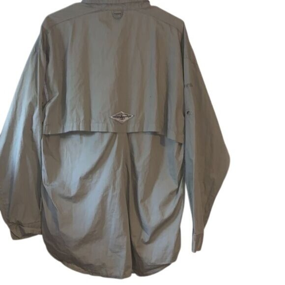 Hook & Tackle Mens Long Sleeve Fishing Shirt L Khaki Cotton Mesh Lining Metso Lo - Picture 7 of 10